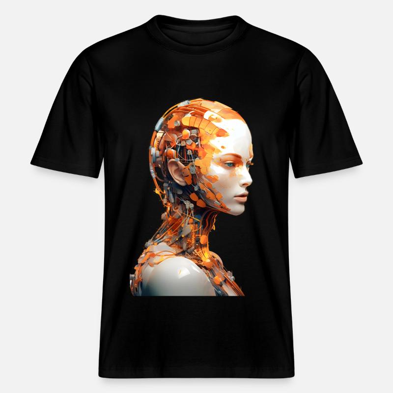 Portrait eines weiblichen Androiden -  RELAXED FIT Unisex Organic T-Shirt - Schwarz