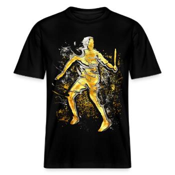 Badminton - Smash - Badminton Spieler -  RELAXED FIT Unisex Organic T-Shirt - Schwarz - Vorne - Alina (178cm) & Michal (187cm)
