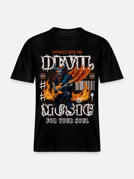 Devil Rock Music - RELAXED FIT Unisex Organic T-Shirt - black