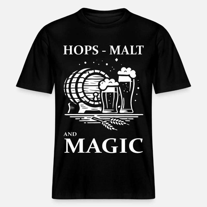 Bier Design – Hops, Malt and Magic -  RELAXED FIT Unisex Organic T-Shirt - Schwarz