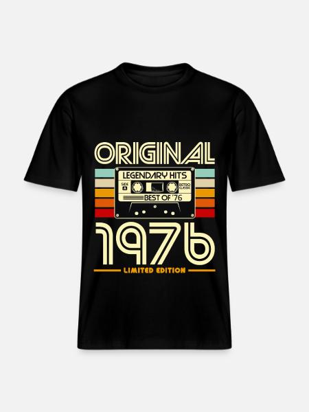Original 1976 Retro Cassette -  RELAXED FIT Unisex Organic T-Shirt - black