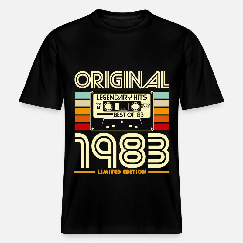 Cassette 1983 Édition Limitée Retro -  T-shirt unisexe RELAXED FIT en coton bio - noir
