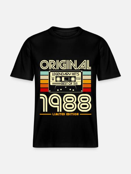 Original 1988 Limited Edition Cassette - RELAXED FIT Unisex Organic T-Shirt - black