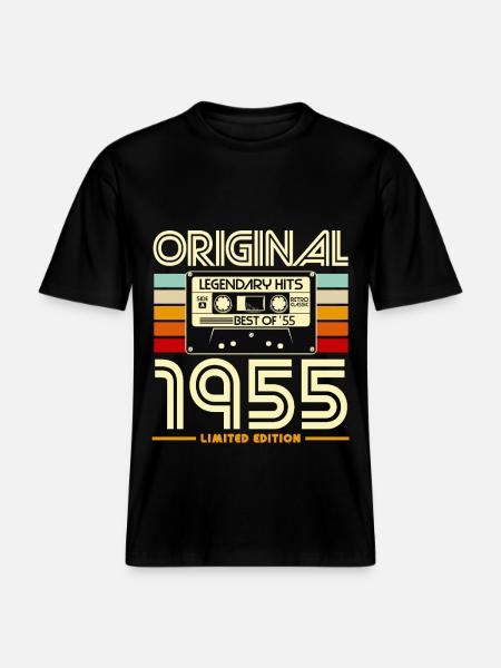 Retro Cassette 1955 Legendary Hits - RELAXED FIT Unisex Organic T-Shirt - black