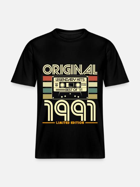 Original 1991 Limited Edition Retro - RELAXED FIT Unisex Organic T-Shirt - black