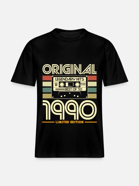 Original 1990 Retro Cassette Edition -  RELAXED FIT Unisex Organic T-Shirt - black