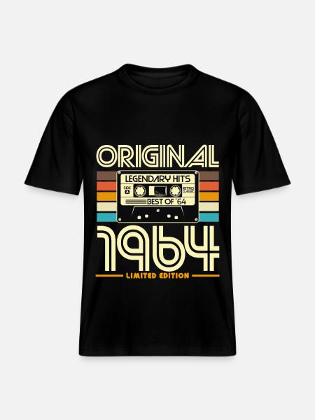 Original 1964 Retro Cassette - RELAXED FIT Unisex Organic T-Shirt - black