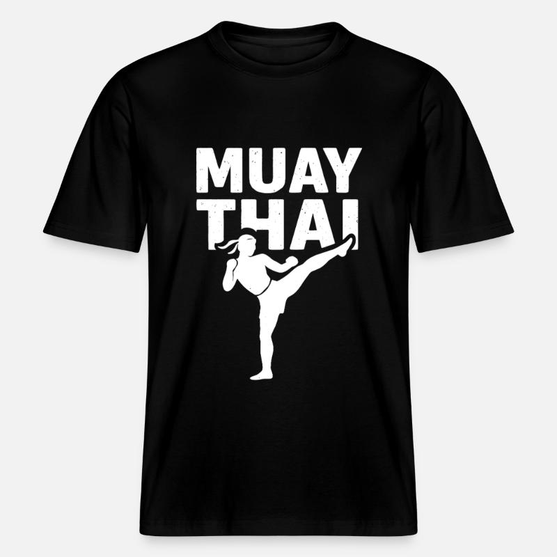 Combattant de Muay Thai -  T-shirt unisexe RELAXED FIT en coton bio - noir