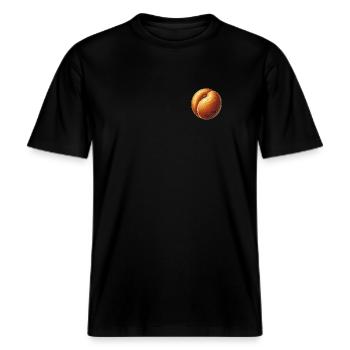 Apricot Retro Look Fruit Collection -  RELAXED FIT Unisex Organic T-Shirt - black - Front - Alina (178cm) & Michal (187cm)