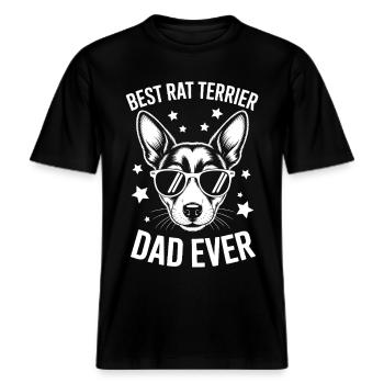 Rat Terrier Disant Drôle Rat Terrier Cadeau -  T-shirt unisexe RELAXED FIT en coton bio - noir - Devant - Alina (178cm) & Michal (187cm)
