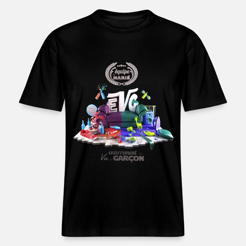 EVG - équipe du marié - T-shirt unisexe RELAXED FIT en coton bio - noir