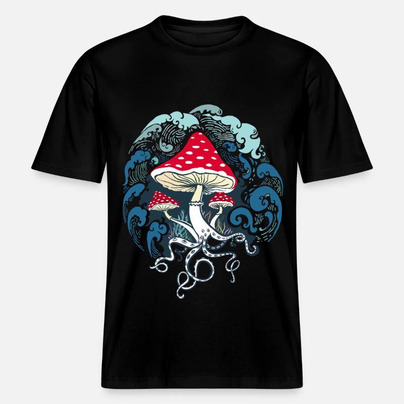 Champignon champignon -  T-shirt unisexe RELAXED FIT en coton bio - noir