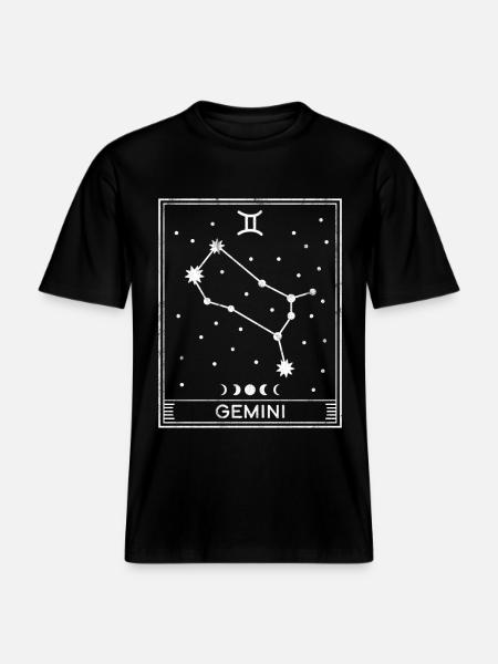 Gemini Star Sign - RELAXED FIT Unisex Organic T-Shirt - black