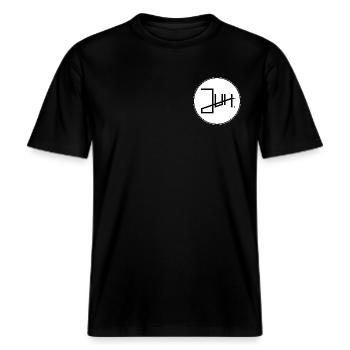 LOGO -  T-shirt unisexe RELAXED FIT en coton bio - noir - Devant - Alina (178cm) & Michal (187cm)