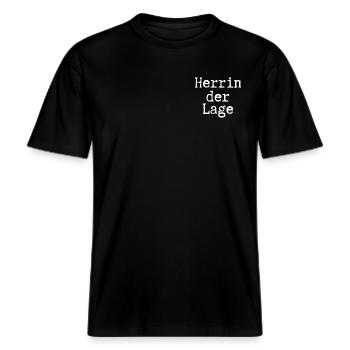 Herrin der Lage -  RELAXED FIT Unisex Organic T-Shirt - Schwarz - Vorne - Alina (178cm) & Michal (187cm)