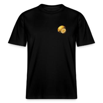 Lemon Fruit Retro Look Fruit Collection -  RELAXED FIT Unisex Organic T-Shirt - black - Front - Alina (178cm) & Michal (187cm)