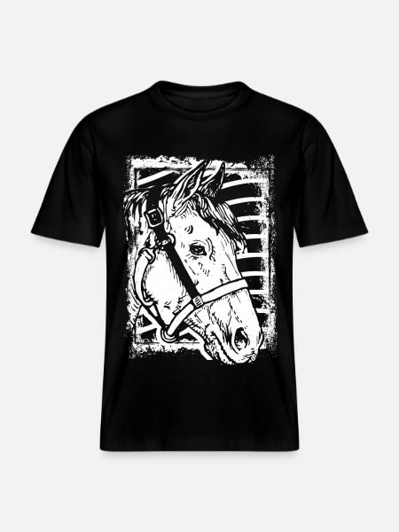 Reiten - Reiter - Pferd - Pferdekopf - RELAXED FIT Unisex Organic T-Shirt - Schwarz