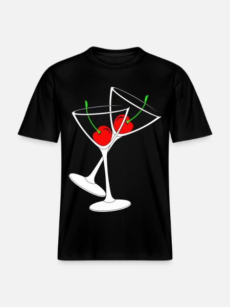 Cocktail glasses with cherries - RELAXED FIT Unisex Organic T-Shirt - black
