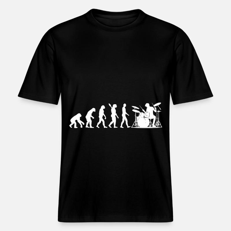Evolution Drummer Silhouette Motif -  RELAXED FIT Unisex Organic T-Shirt - black