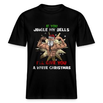 Santa Claus Saying Funny Gym Bodybuilding -  Unisex ekologisk T-shirt med avslappnad passform - svart - Fram - Alina (178cm) & Michal (187cm)