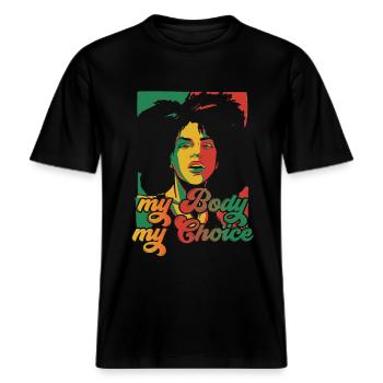 my body my choise Feminismus Frauen Damen -  RELAXED FIT Unisex Organic T-Shirt - Schwarz - Vorne - Alina (178cm) & Michal (187cm)