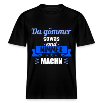 Sächsischer Dialekt Sachsen Sächsische Sprüche -  RELAXED FIT Unisex Organic T-Shirt - Schwarz - Vorne - Alina (178cm) & Michal (187cm)