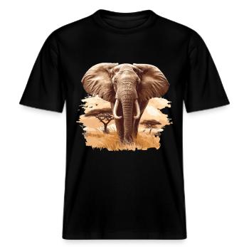 Elefanten Elefant -  RELAXED FIT Unisex Organic T-Shirt - Schwarz - Vorne - Alina (178cm) & Michal (187cm)
