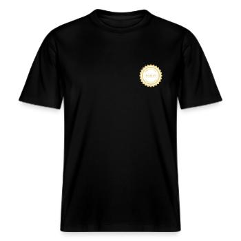 Label de qualité / Maman / Français / Petit -  T-shirt unisexe RELAXED FIT en coton bio - noir - Devant - Alina (178cm) & Michal (187cm)