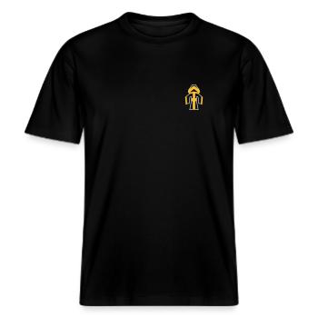 Münchner Kindl - Origami -  RELAXED FIT Unisex Organic T-Shirt - Schwarz - Vorne - Alina (178cm) & Michal (187cm)