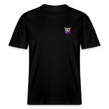 3D Mosaic Fox -  RELAXED FIT Unisex Organic T-Shirt - Schwarz - Vorne - Alina (178cm) & Michal (187cm)