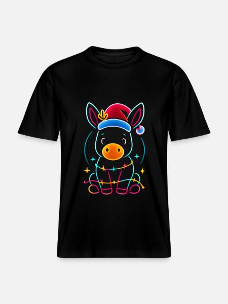 Donkey Elf Christmas Funny Gift -  RELAXED FIT Unisex Organic T-Shirt - black