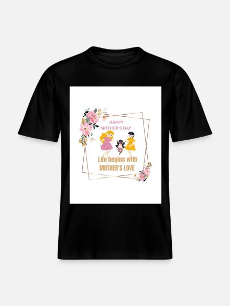 Mother's Love Floral Frame - RELAXED FIT Unisex Organic T-Shirt - black