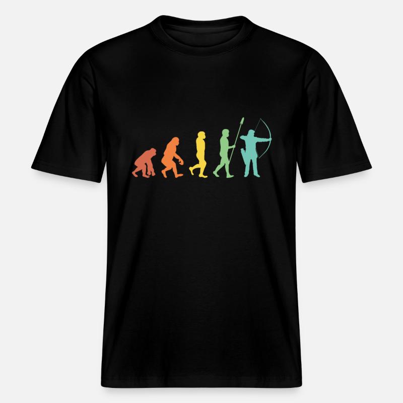 Evolution Bogenschießen Bogenschütze Pfeil Bogen -  T-shirt unisexe RELAXED FIT en coton bio - noir