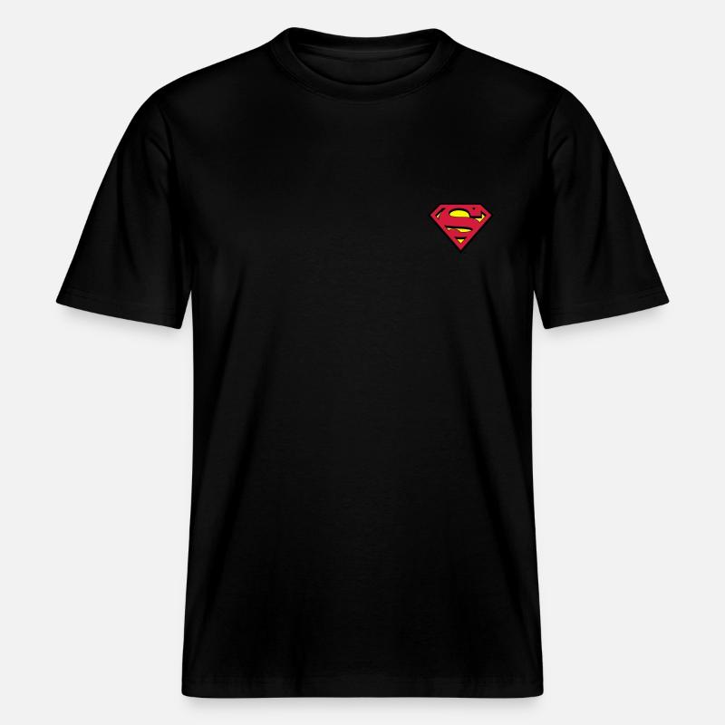 Superman Petit Logo S-Shield -  T-shirt unisexe RELAXED FIT en coton bio - noir