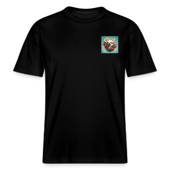 Chihuahua, Blumen -  RELAXED FIT Unisex Organic T-Shirt - Schwarz - Vorne - Alina (178cm) & Michal (187cm)