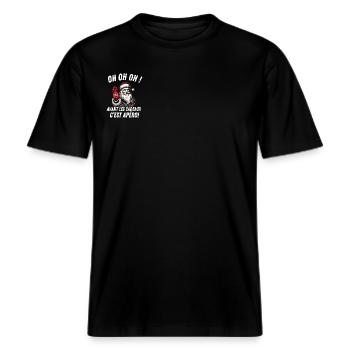 Frohe Weihnachten 2024 Nikolaus Apéro -  RELAXED FIT Unisex Organic T-Shirt - Schwarz - Vorne - Alina (178cm) & Michal (187cm)