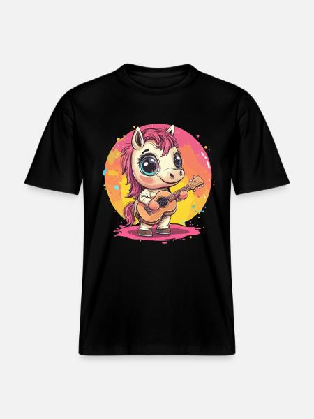 Bangs with guitar -  RELAXED FIT Unisex Organic T-Shirt - black
