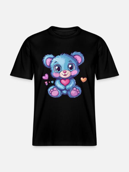 Bamse med hjerte - Økologisk unisex T-shirt RELAXED FIT - sort