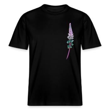 Lupine - Deko Blume -  RELAXED FIT Unisex Organic T-Shirt - Schwarz - Vorne - Alina (178cm) & Michal (187cm)