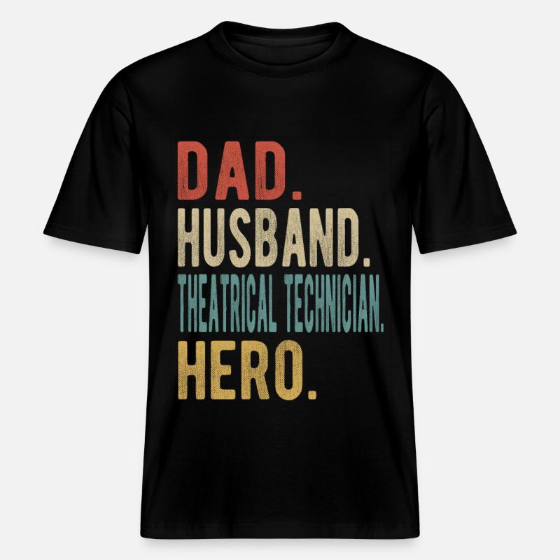 Theatertechniker Papa Ehemann Held -  RELAXED FIT Unisex Organic T-Shirt - Schwarz