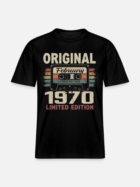 February 1970, February 1970 Birthday Gift -  RELAXED FIT Unisex Organic T-Shirt - black
