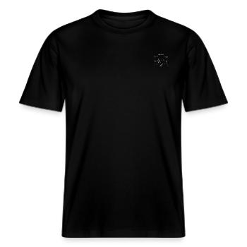 Kamera mit Krone Icon/Logo -  RELAXED FIT Unisex Organic T-Shirt - Schwarz - Vorne - Alina (178cm) & Michal (187cm)