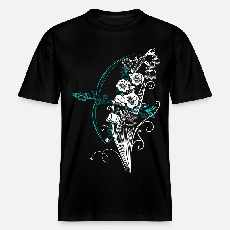 Arc de flèche du muguet -  T-shirt unisexe RELAXED FIT en coton bio - noir