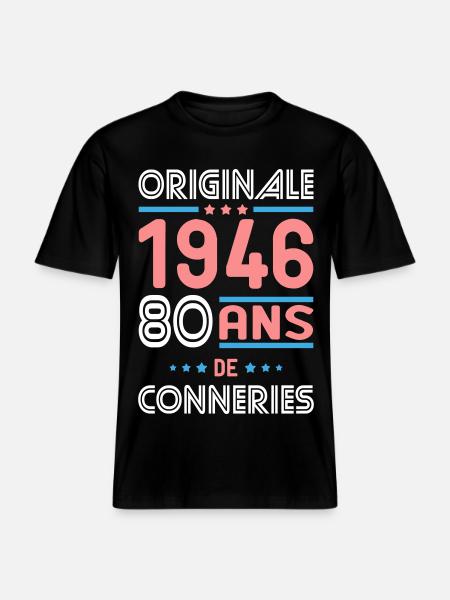 Original – 1946 – 80 Jahre - RELAXED FIT Unisex Organic T-Shirt - Schwarz