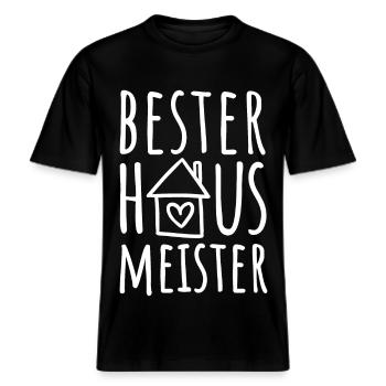 Bester Hausmeister -  RELAXED FIT Unisex Organic T-Shirt - Schwarz - Vorne - Alina (178cm) & Michal (187cm)