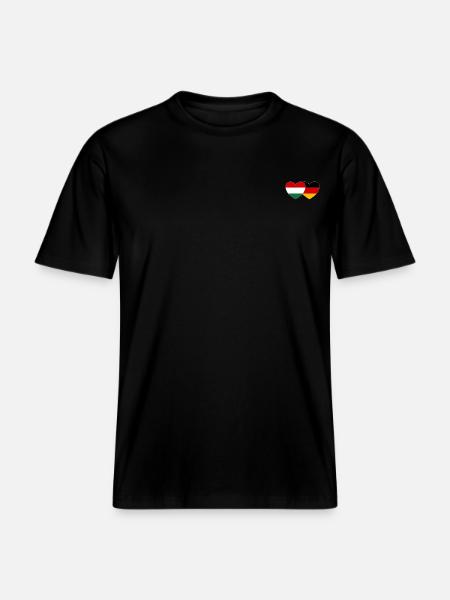 Hungary Germany Flag Heart - RELAXED FIT Unisex Organic T-Shirt - black