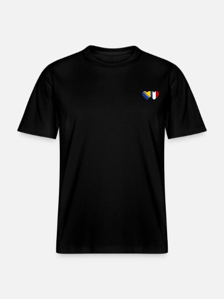 Bosnien Frankrike Flagga Hjärta -  Unisex ekologisk T-shirt med avslappnad passform - svart