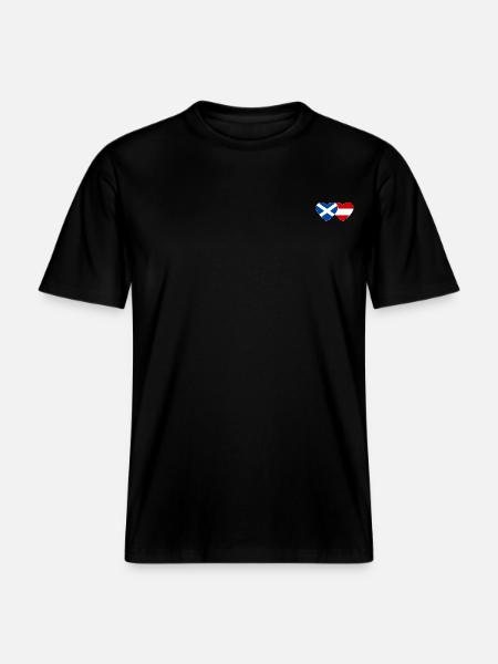 Scotland Austria Flag Heart - RELAXED FIT Unisex Organic T-Shirt - black