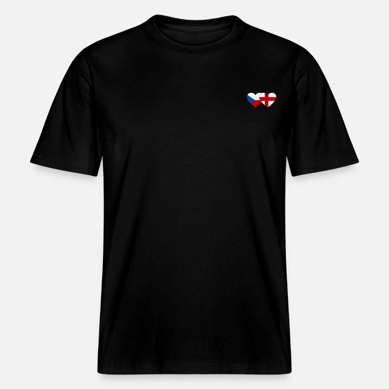 République tchèque Angleterre Drapeau Coeur -  T-shirt unisexe RELAXED FIT en coton bio - noir