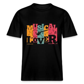 Musical Lover -  RELAXED FIT Unisex Organic T-Shirt - black - Front - Alina (178cm) & Michal (187cm)